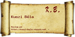 Kuszi Béla névjegykártya